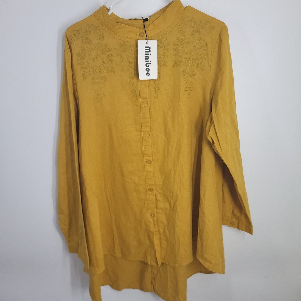 Minibee Linen Blend Tunic Top